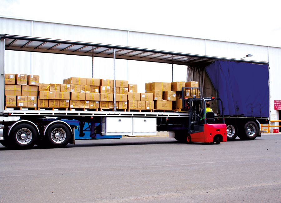 Camion trasporto centinato carico